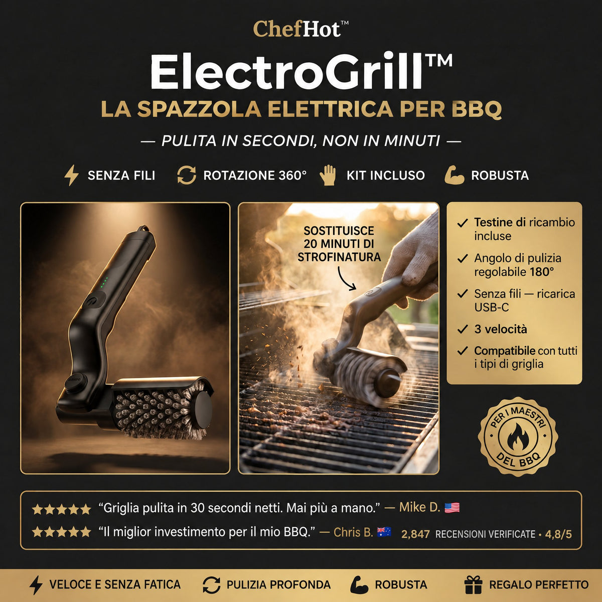 ElectroGrill spazzola elettrica BBQ #it