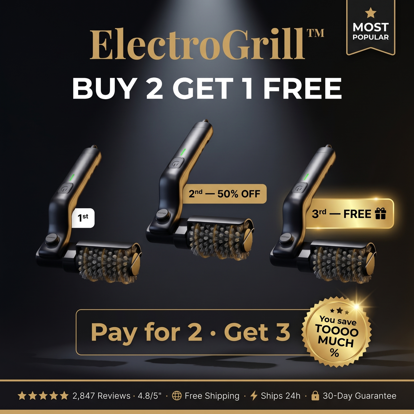 x3 ElectroGrill™ — Electric BBQ Cleaning Brush